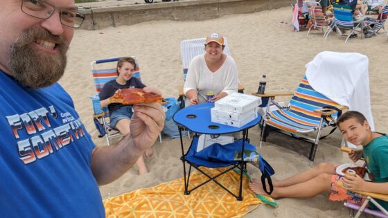 pizza at the beach