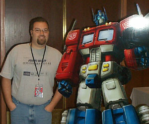 Drew and Optimus Prime at BotCon 2003