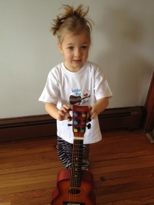 Eva in her Keep The Music Alive Tee