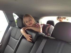 Eva's got the back seat all to herself