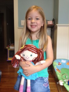 Eva with her GUND Girl Emma