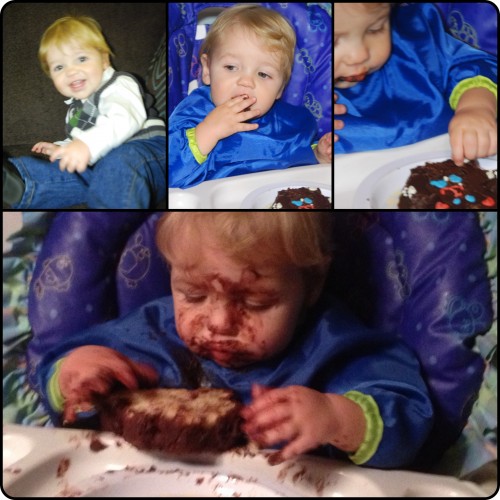 the De-Evolution of cake at a 1 year old's birthday party.