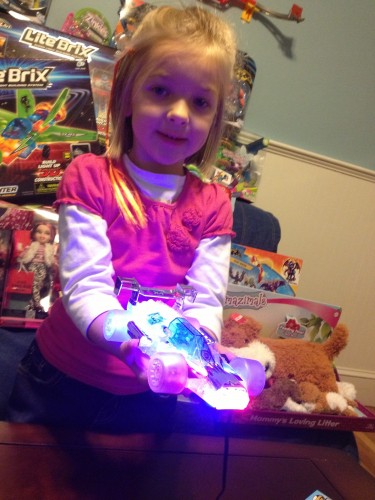 Eva Showing off the Lite Brix Racer