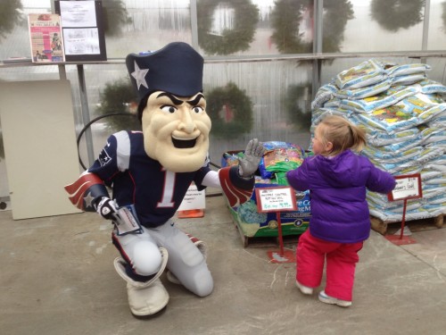 Post High-Five with Pat the Patriot