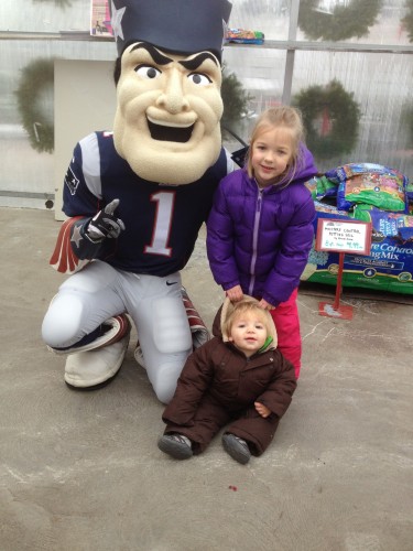 Eva and Andrew with Pat the Patriot
