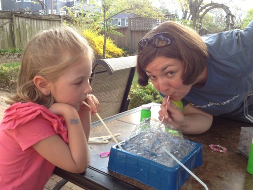 Blowing Bubbles with Mom