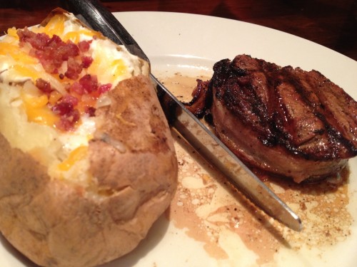 Loaded Baked Potato and Bacon Wrapped Filet