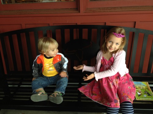 Andrew and Eva after a delicious meal at LongHorn Steakhouse