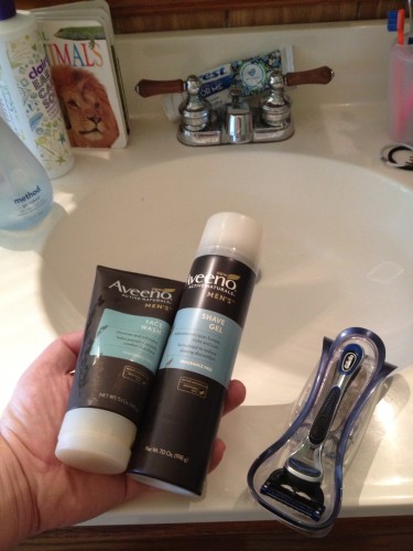 About to Shave with AVEENO® Men’s™ products