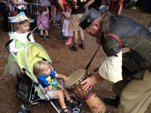 Playing the drums