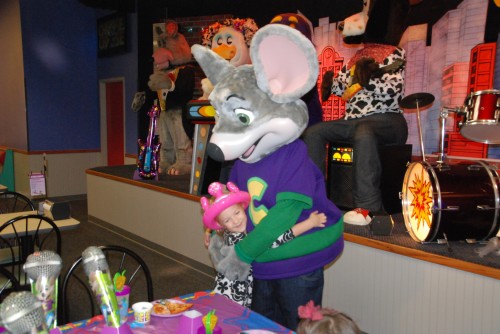 Hugging Chuck E. Cheese