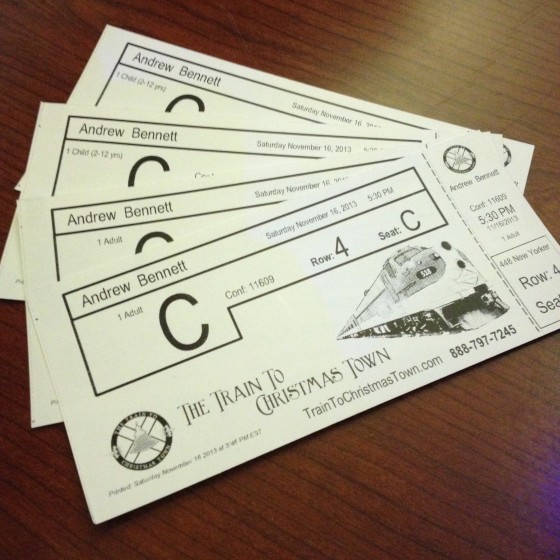 Our Tickets for the Train to Christmas Town