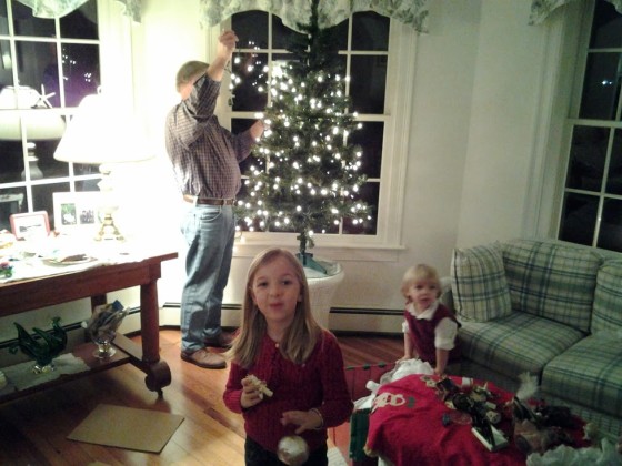 #Shop - Trimming the Cape Cod Christmas Tree with Grandfather - Photo Taken with Samsung Galaxy Tablet 3 #IntelTablets