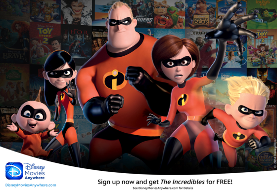 The Incredibles for Free through the Disney Movies Anywhere App.