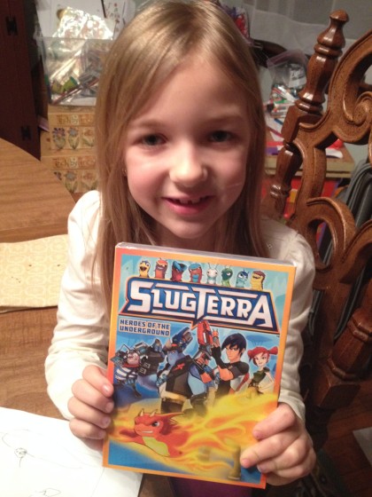 Slugterra is Eva's Favorite show, hands down. She loves Eli and Trixie, laughs and Pronto and thinks that Kord is me. I am so glad I introduced her to this series. It is so well done.
