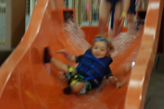 Speedy Andrew down the water slide