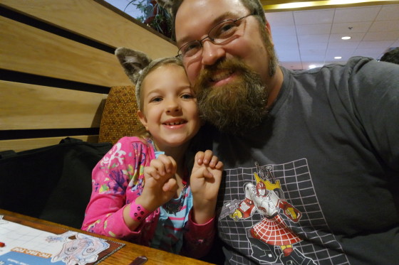 Eva and Daddy at Dinner