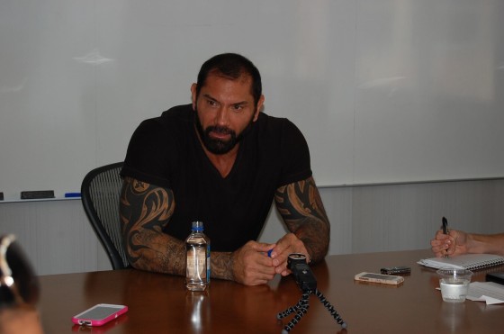 Soft Spoken Dave Bautista interviews with bloggers.