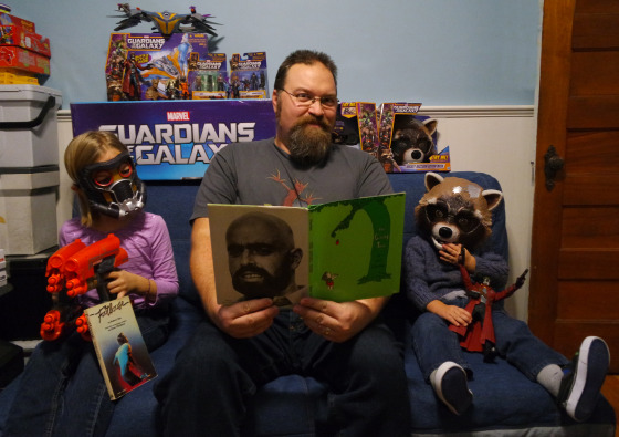 #OwnTheGalaxy #CollectiveBias #Ad - Guardians of the Galaxy Releases on DVD and Blu-Ray on December 9 2014. Here I teach my kids all about Groot and Rocket and the importance of Kevin Bacon.