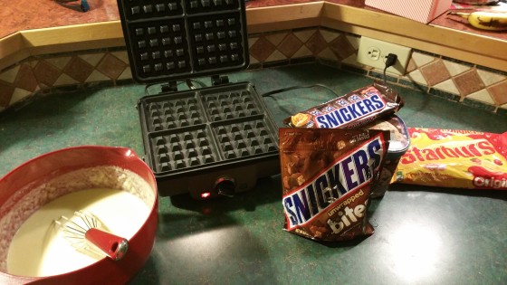 #BigGameTreats Snickers Waffle #Ad #CollectiveBias - Prepping the Waffle Maker