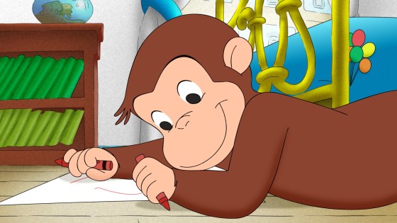 Curious George Making Valentine's Day Cards
