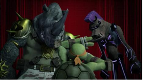 Bebop and Rocksteady meet the Teenage Mutant Ninja Turtles