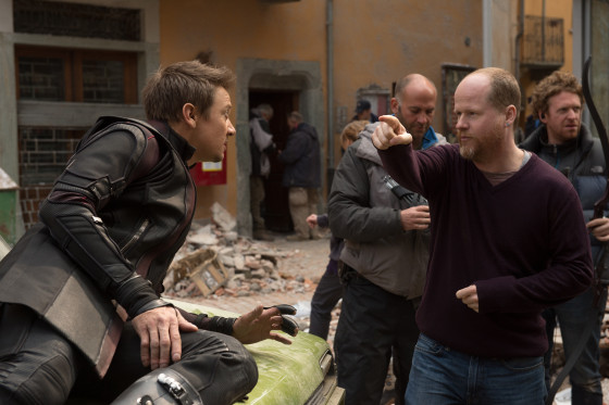Avengers Age of Ultron Image of Jeremy Renner - Hawkeye and Joss Whedon - Director