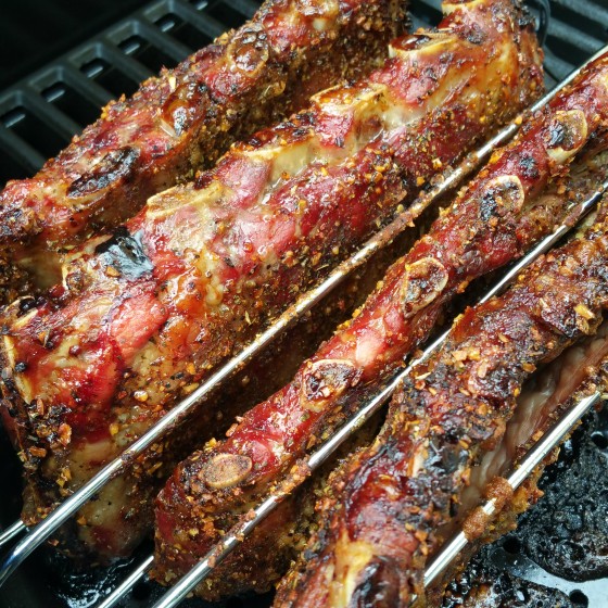 Close up of the Ribs cooking