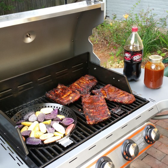 Dr. Pepper Cherry Ribs and fingerling potatoes
