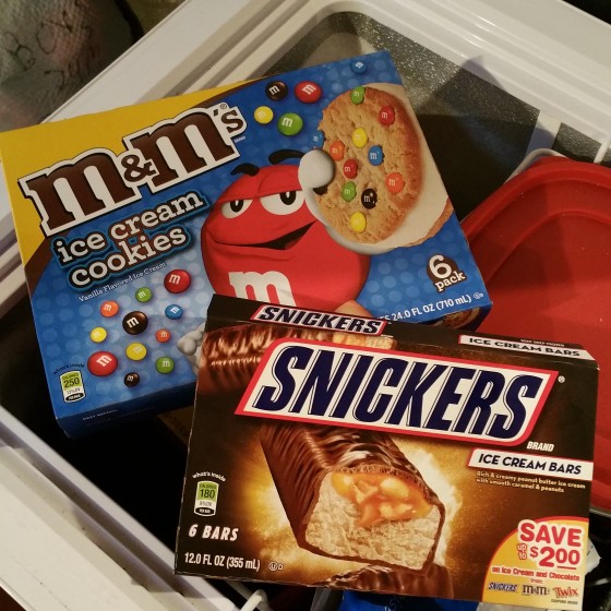 M&Ms Cookie Sandwiches and Snickers Ice Cream Bars