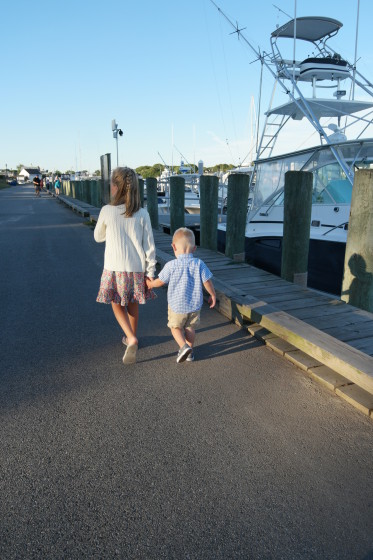 Eva and Dylan on Falmouth Harbor