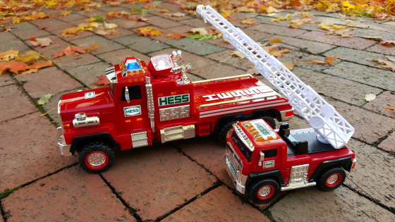 Hess Toy Truck side by side with the Rescue Ladder