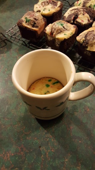 Adding a Funfetti Cupcake to a Mug Baked M&Ms Hot Chocolate Cupcakes - #CollectiveBias - #Ad - MARS Holiday #BakeInTheFun, 2015 Shoppertunity