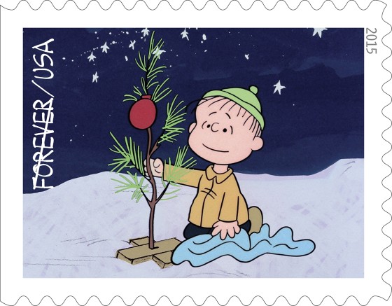 Linus and the sad Christmas Tree - Peanuts Stamp