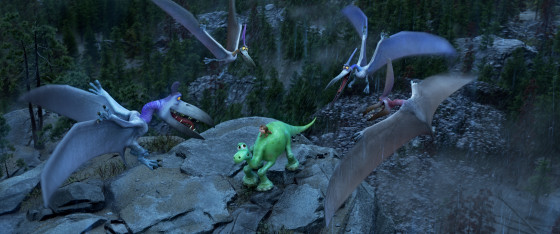THE GOOD DINOSAUR – Pictured: Pterodactyls, Arlo and Spot. ©2015 Disney•Pixar. All Rights Reserved.