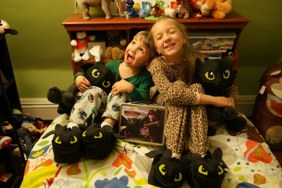 Loving Their Toothless Slippers from How To Train Your Dragon