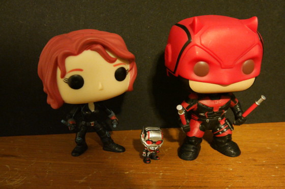 Bobblehead Funko Pop figures of Black Widow,ANT-MAN and Daredevil