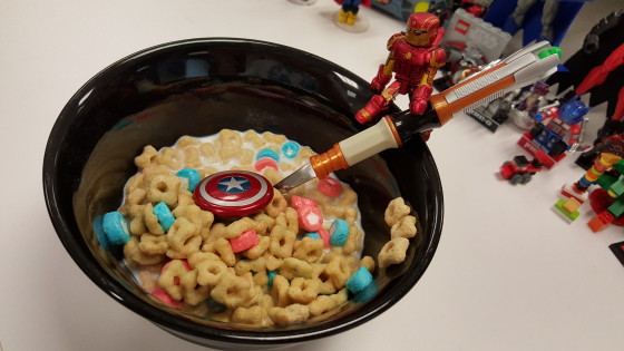 Iron Man having Breakfast of Champions