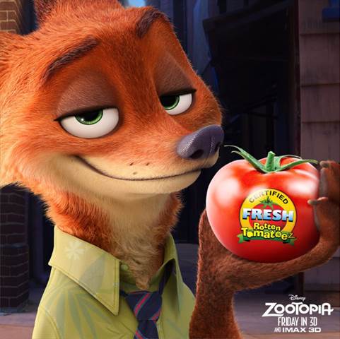 Zootopia is 100 percent certified fresh on Rotten Tomatoes