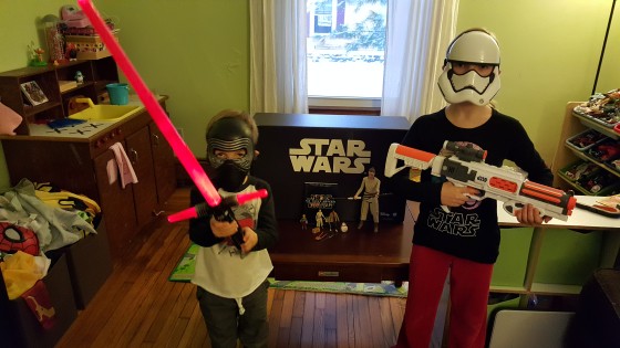 The Kids and their Star Wars party favors
