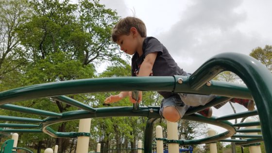 Andrew on the Monkey Bars - His Way