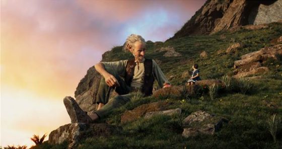 The BFG and Sophie on a Mountainside