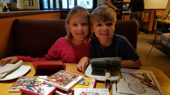Pizza and Nintendo 3DS at dinner  - Kid for a Day