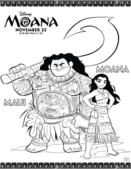 Moana and Maui Coloring Page