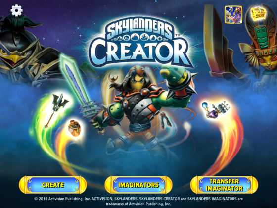 Skylanders Creator App Opening Screen