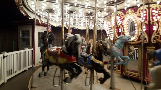 The kids back on the carousel at Edaville USA