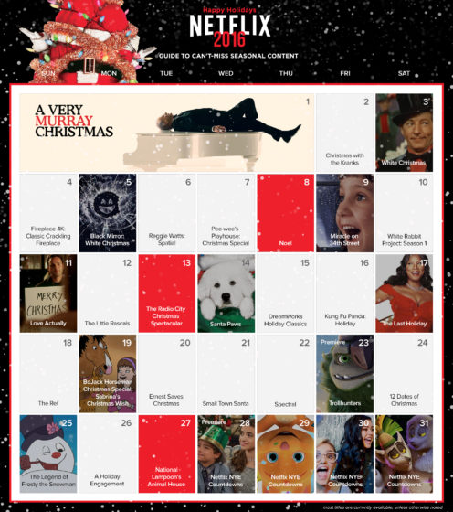 Netflix Holiday Calendar