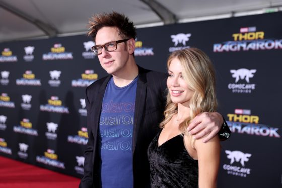 James Gunn and Jennifer Holland at The World Premiere Of Marvel Studios Thor Ragnarok