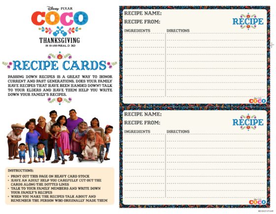 Coco Recipe Cards
