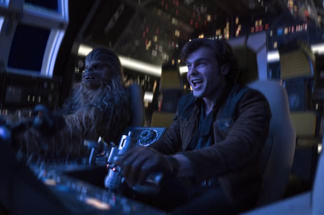 Han and Chewy in the Millennium Falcon